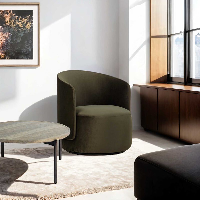 The Estella Swivel Chair - Velvet Ranger Green image number 1